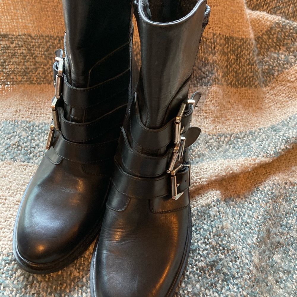 Stelle Monelle Chic Black Leather Moto Boots